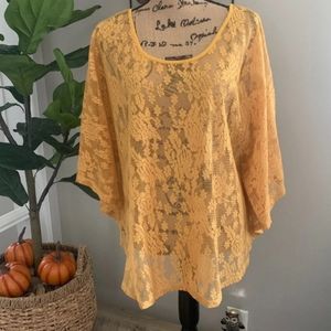 Yellow Sheer Laced Top + FREE GIFT